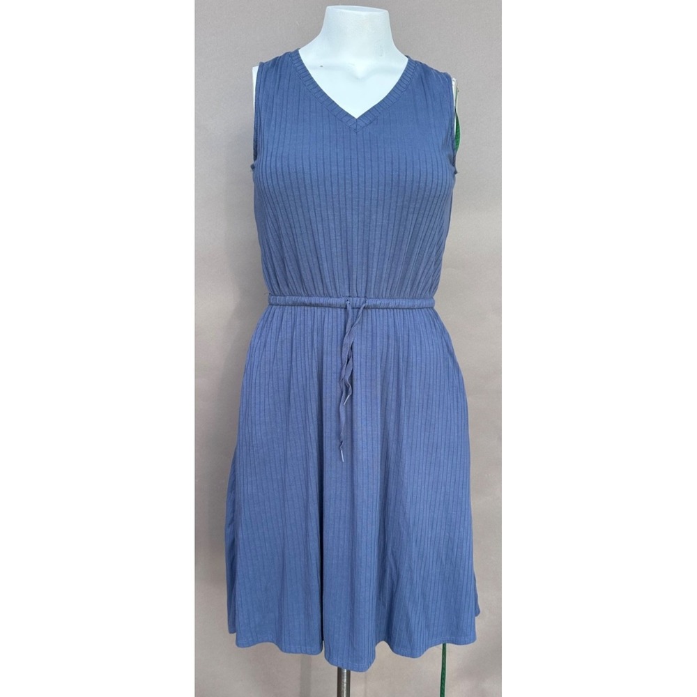 Cuddle Duds Wide Rib V-neck Sleeveless Tank Dress S Drawstring Pockets Utility